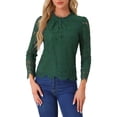 thumbnail image 1 of INSPIRAR CHIC Blusa Elegante de Manga Larga con Encaje y Cuello Volante, dobladillo Peplum, Floral, Talla XL, Verde Oscuro, 1 of 6