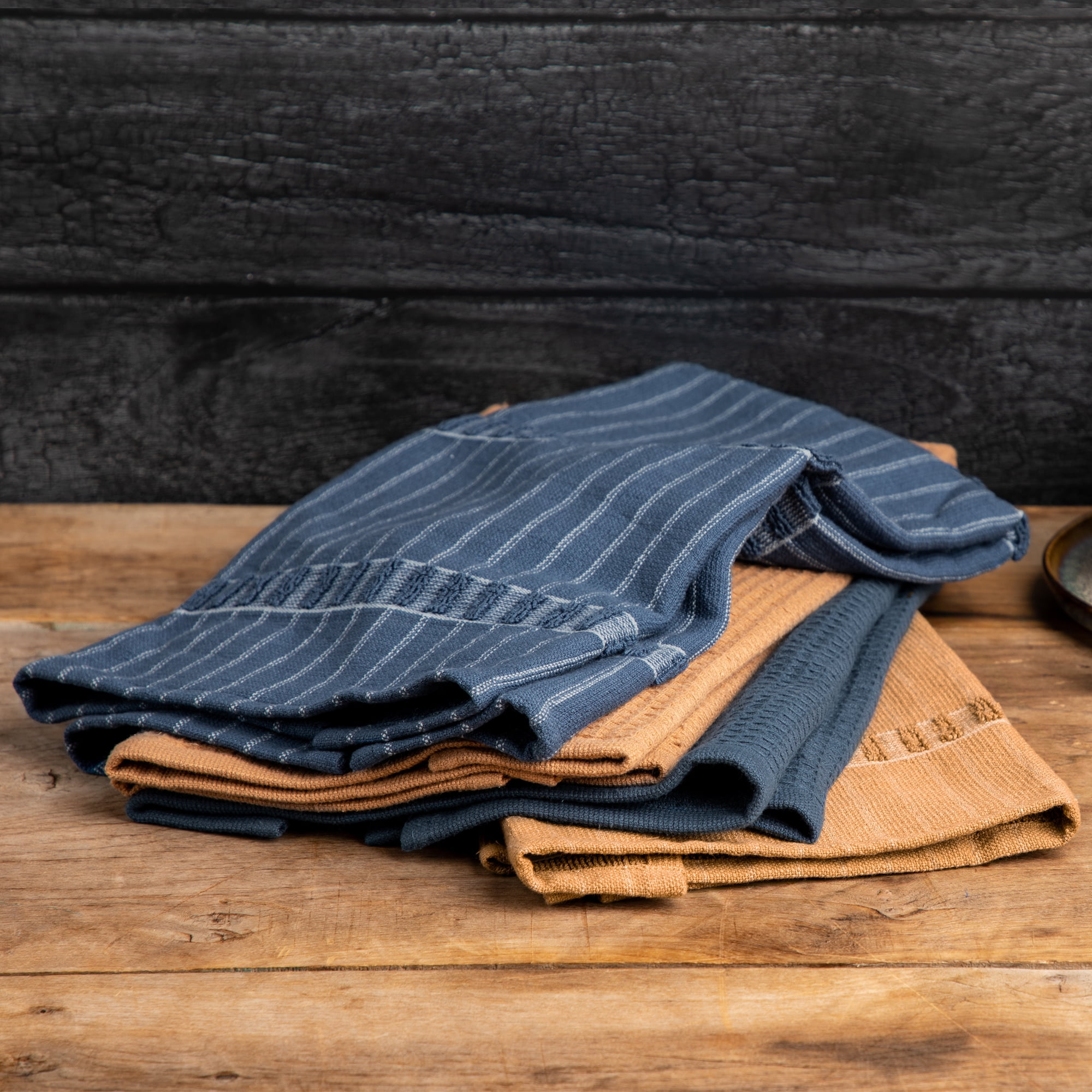 Yellowstone 4-Piece Cotton Navy Kitchen Towel Set, Kayce Collection