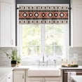 thumbnail image 3 of Abstract Stripes Kitchen Curtains Valance and Tier Set Black Orange Aztec Native Tribal Stripes Linen Texture Short Curtains for Small Window 3 Pieces Set for Bedroom Cafe (54" x 18"+27" x 24"), 3 of 7