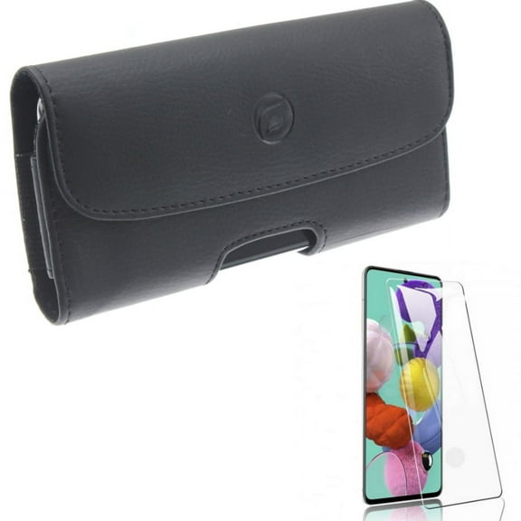 Case Belt Clip w Screen Protector for Samsung Galaxy S20 - Leather Holster Cover Pouch Loops, Tempered Glass [Fingerprint Unlock] 3D Curved Edge Full Cover HD Clear W7W fits Samsung Galaxy S20 Model