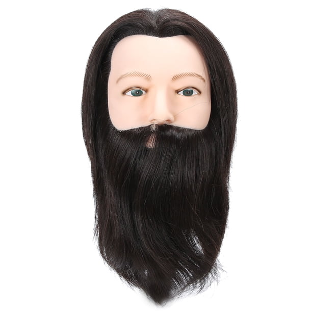 Cabeza de maniquí masculino para salón de peluquería, cabeza de entrenamiento para peluquería con cabello humano para peinar