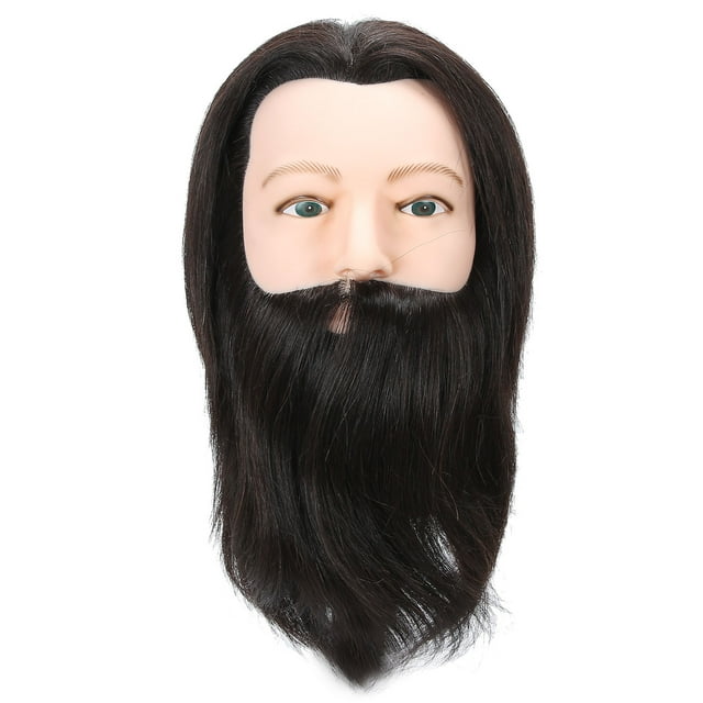 Cabeza de maniquí masculino de salón, cabeza de entrenamiento de peluquería con cabello humano para estilismo.