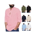 thumbnail image 5 of Gvmfive Mens Long Sleeve Solid Shirt Button Down Cotton Linen Shirts Tops, 5 of 5