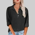 thumbnail image 2 of vigerkar 2025 Summer Solid Color Casual Women's Long Sleeve Polo Shirt - Breathable Comfort Stylish Top for Women Black, S, 2 of 5