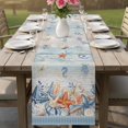 thumbnail image 4 of Orange Blue Starfish Coastal Table Runner 72 Inches, Beach Nautical Coral Shell Vintage Bed Runner Dresser Scarves Tabletop for Indoor Outdoor Parties/Ceremony/Banquet, 18" x 72", 4 of 9