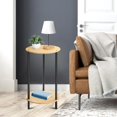 thumbnail image 3 of Small Round Table Set of 2, End Tables Living Room, Side Tables for Small Spaces, 2 Tiers Rustic Accent Tables, Night Stands for Bedrooms, Coffee Tables With Storage Shelf, 3 of 19