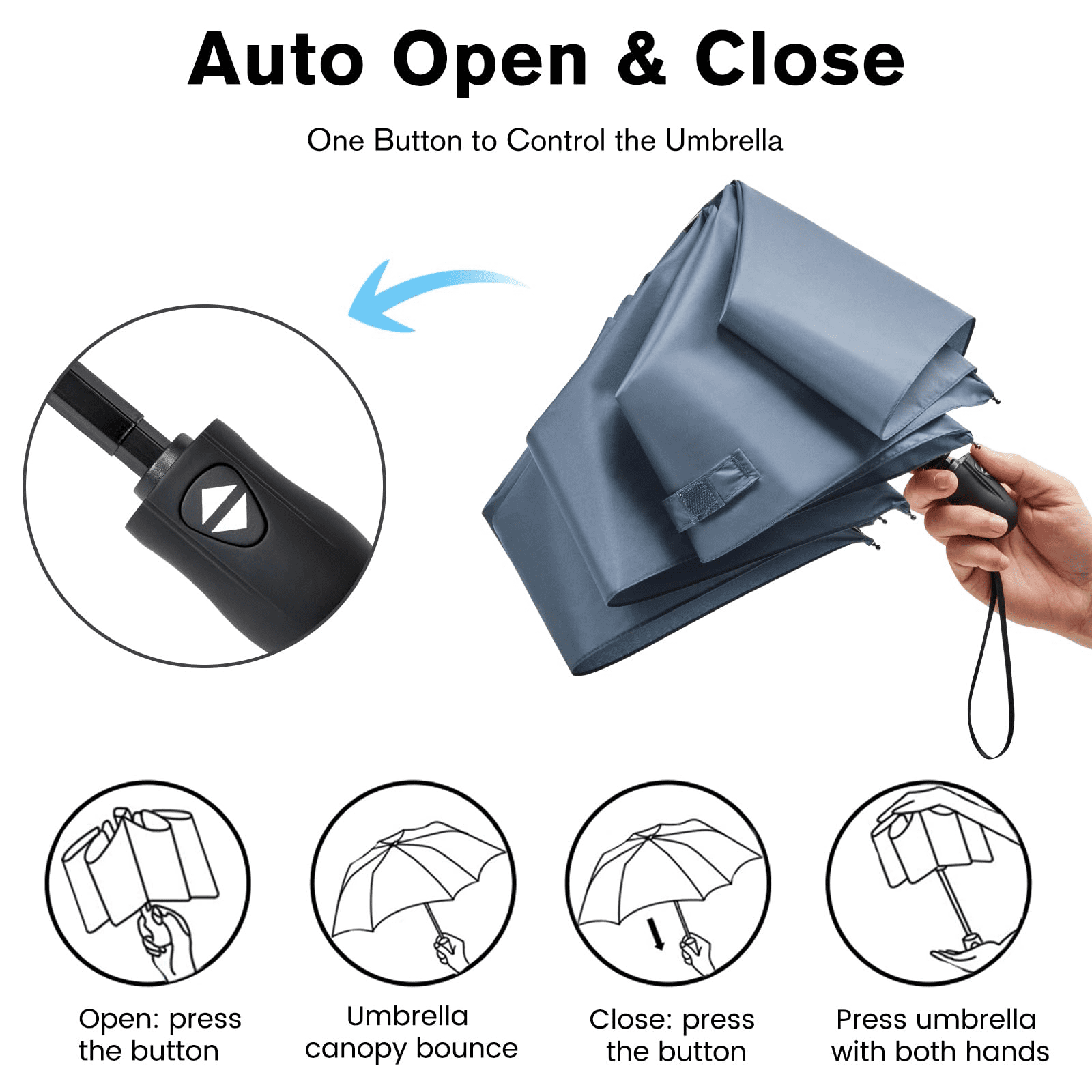 G4Free Travel Umbrella Ultralight UPF 50+ UV Protection Compact Umbrella Super Slim Small Mini Automatic Open and Close