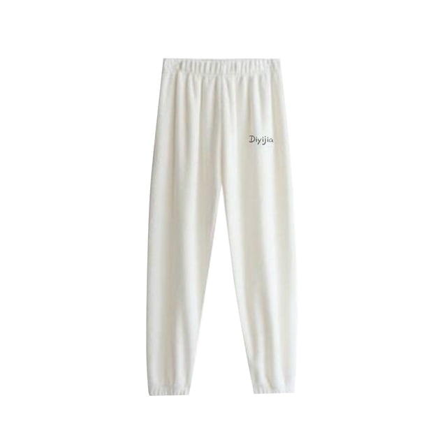Gibobby pantalones de yoga Pantalones deportivos cálidos para mujer, pantalones de invierno cálidos de felpa Coral, pantalones sueltos informales para dormir, pantalones para el (Beige, Talla única)
