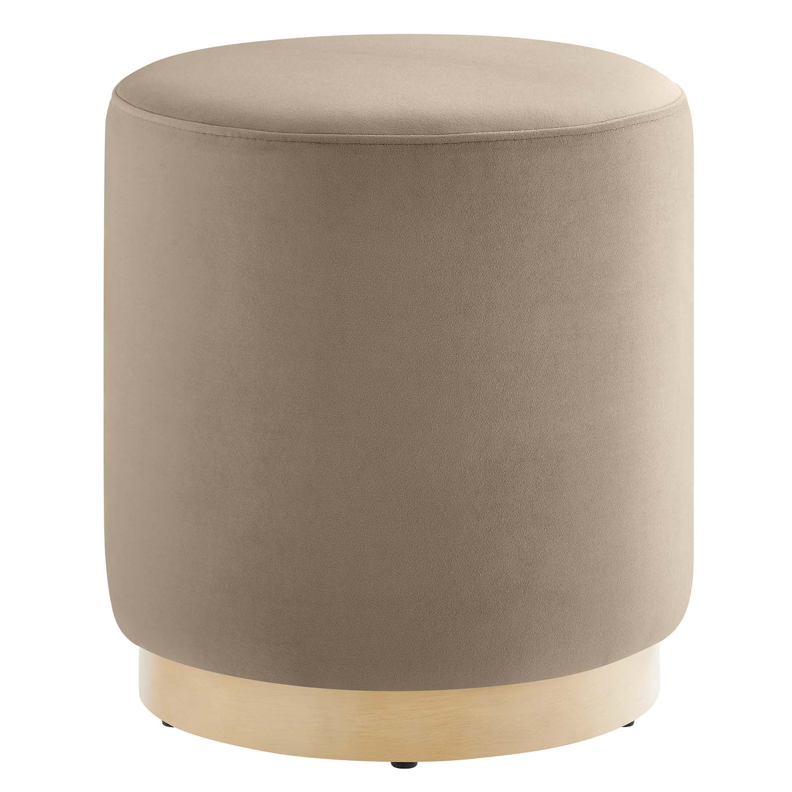 Modway Tilden 16" Round Performance Velvet Upholstered Ottoman in Taupe Natural