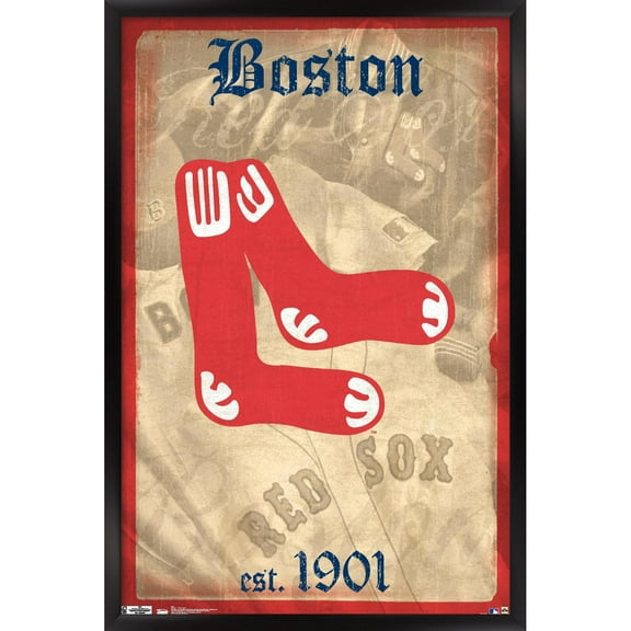 Boston Red Sox 24.25'' x 35.75'' Framed Retro Logo Poster