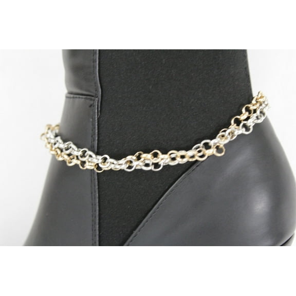 Sexy Women Western Boot Bracelet Silver Gold Metal Chain Bling Anklet Shoe Charm