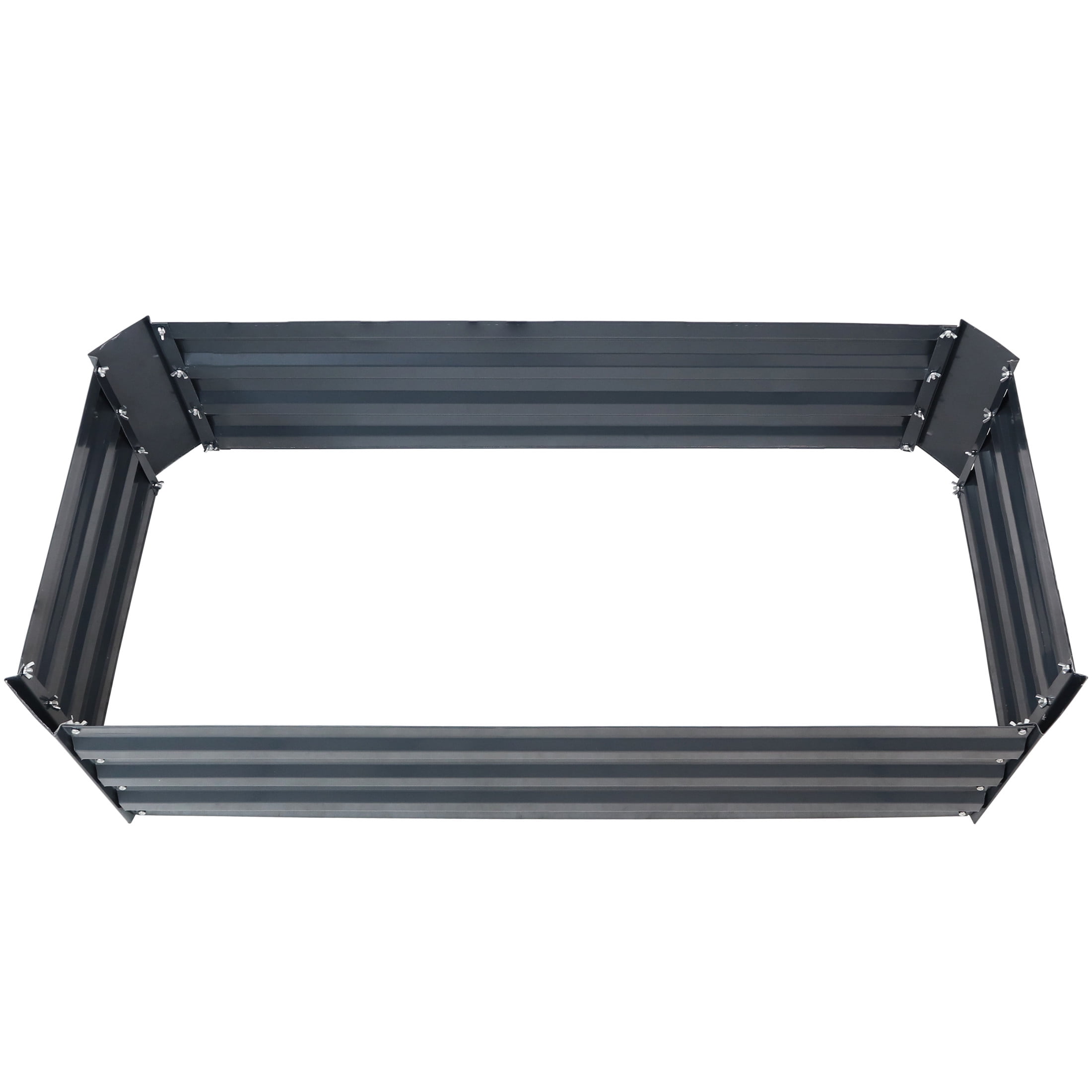 Sunnydaze 48" x 24" x 11.75" Dark Gray Galvanized Steel Raised Garden Bed, Set of 2