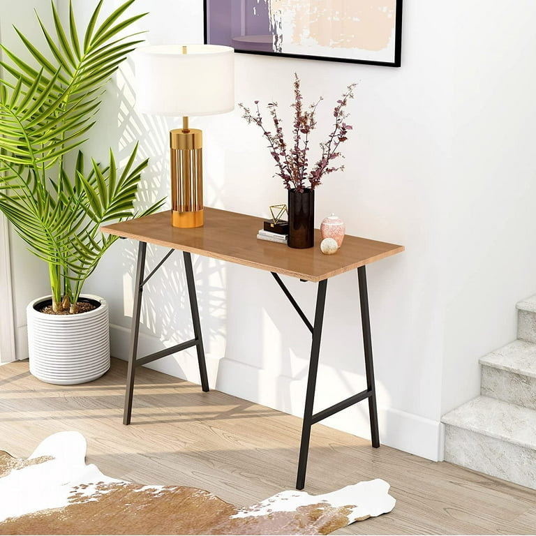 Sofa Console Table Modern Study Writing Desk Table Wood and Metal Oakdk
