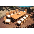 thumbnail image 5 of Grade-A Teak Dining Set: 10 Seater 11 Pc: 94" Double Extension Mas Rectangle Trestle Leg Table And 10 Lagos Armless Chairs WholesaleTeak #WMLG30, 5 of 6