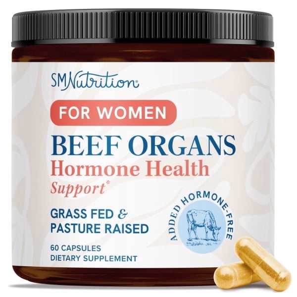 SMNutrition Beef Organ Supplement for Women | Uterus, Ovary, Liver, Spleen, Kidney & Heart | Superfood for Hormone Health & Energy Support | 100% Grass Fed & Pasture Raised Beef Organs | 60 Ct