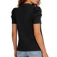 thumbnail image 2 of Camisetas de Manga Corta de Verano para Mujeres Moda Pullover de Color Sólido Botón de Solapa Botón Extraíble Camisetas de Manga Corta de Verano de las Mujeres, 2 of 5