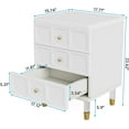 thumbnail image 4 of 3-Drawer Nightstand Tall White and Gold Bedside Table with Drawers, 4 of 6