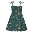 thumbnail image 3 of Gubotare Robes Filles Été à Volants Robe Bébé Fille Tout-Petit Lin à Volants Dos Nu Sans Manches Robes Enfants Été Robe d'Été 3T 4T (Vert, 3-4 Ans), 3 of 3
