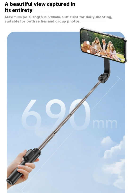 Magnetic Bluetooth Selfie Stick Tripod - Bigcan Compact Aluminum Phone Stand with Remote, 360° Rotation, 690mm Extension, Foldable for iPhone/Android/Magsafe Mounting
