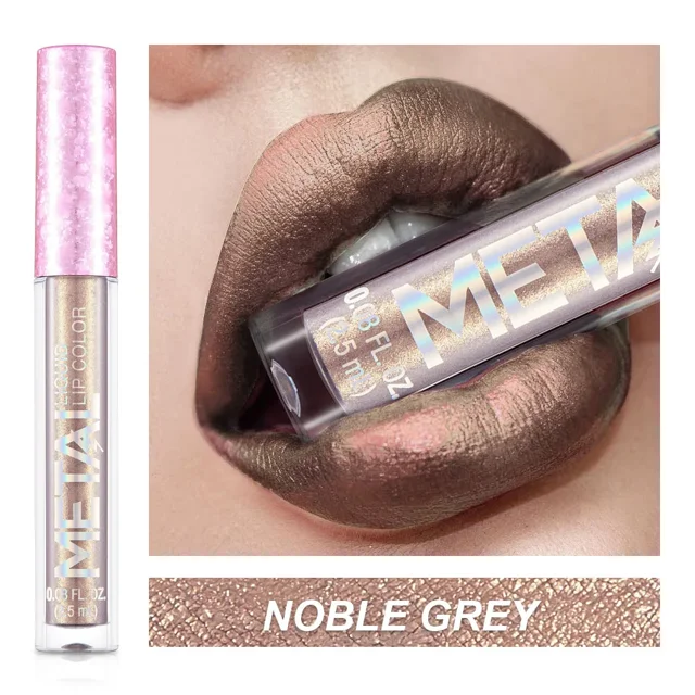 Lápiz labial líquido metálico 12 ENGBO, brillo de labios no pegajoso, taza larga, resistente al agua, maquillaje nacarado, venta al por mayor
