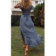 thumbnail image 4 of Women'S Bohemian Floral Printed Wrap V Neck Short Sleeve Split Beach Party Maxi Dress, 4 of 4