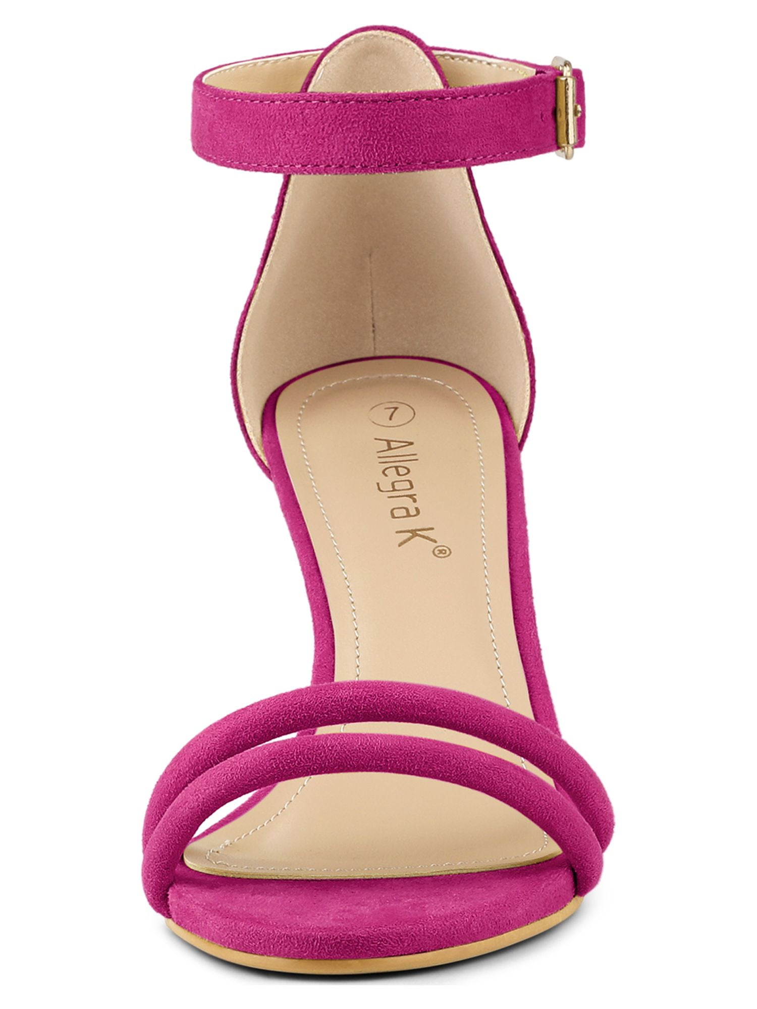 DARING DIVA Women's Kitten Heel Ankle Strap Sandals for Fashionable Occasions Pink 8.5