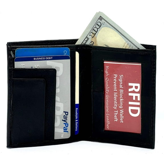RFID Blocking Genuine Leather Men's Bifold Wallet Credit Card Billfold Holder