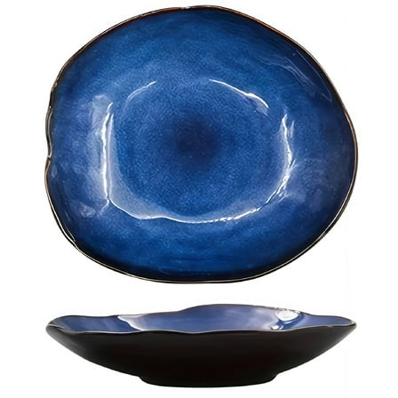 TAUFIKT 4pcs 8-inch Ceramic Dinner Plates Set,Blue