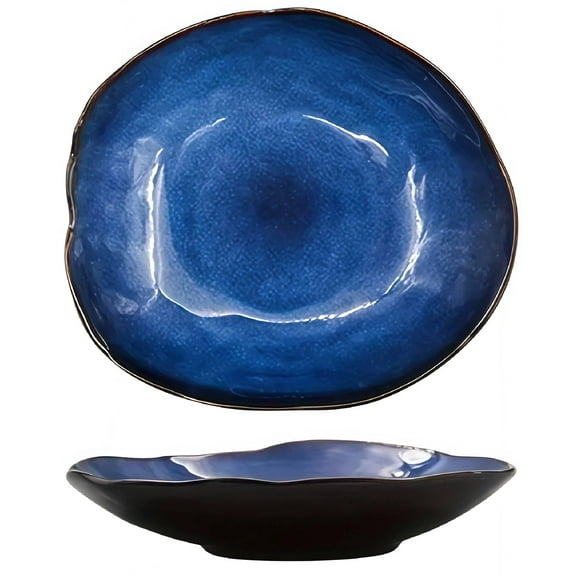 TAUFIKT 4pcs 8-inch Ceramic Dinner Plates Set,Blue