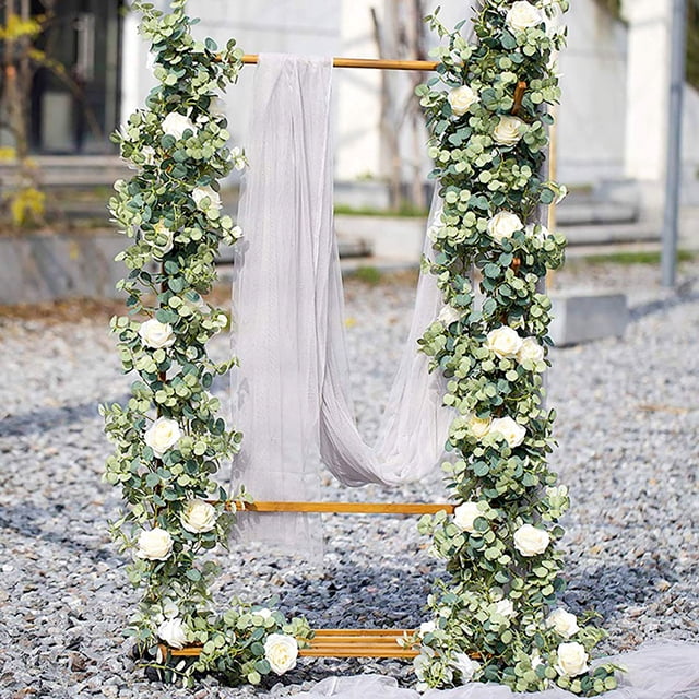 1 guirnalda de flores de eucalipto, vides artificiales, guirnalda de eucalipto de seda sintética, vegetación, telón de fondo de boda, decoración de pared con arco Muyoka Hogar