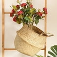 thumbnail image 6 of ODOMY Foldable Seagrass Knit Storage Basket Flower Pot Hanging Wicker Storage Basket Garden Accessories, 6 of 9