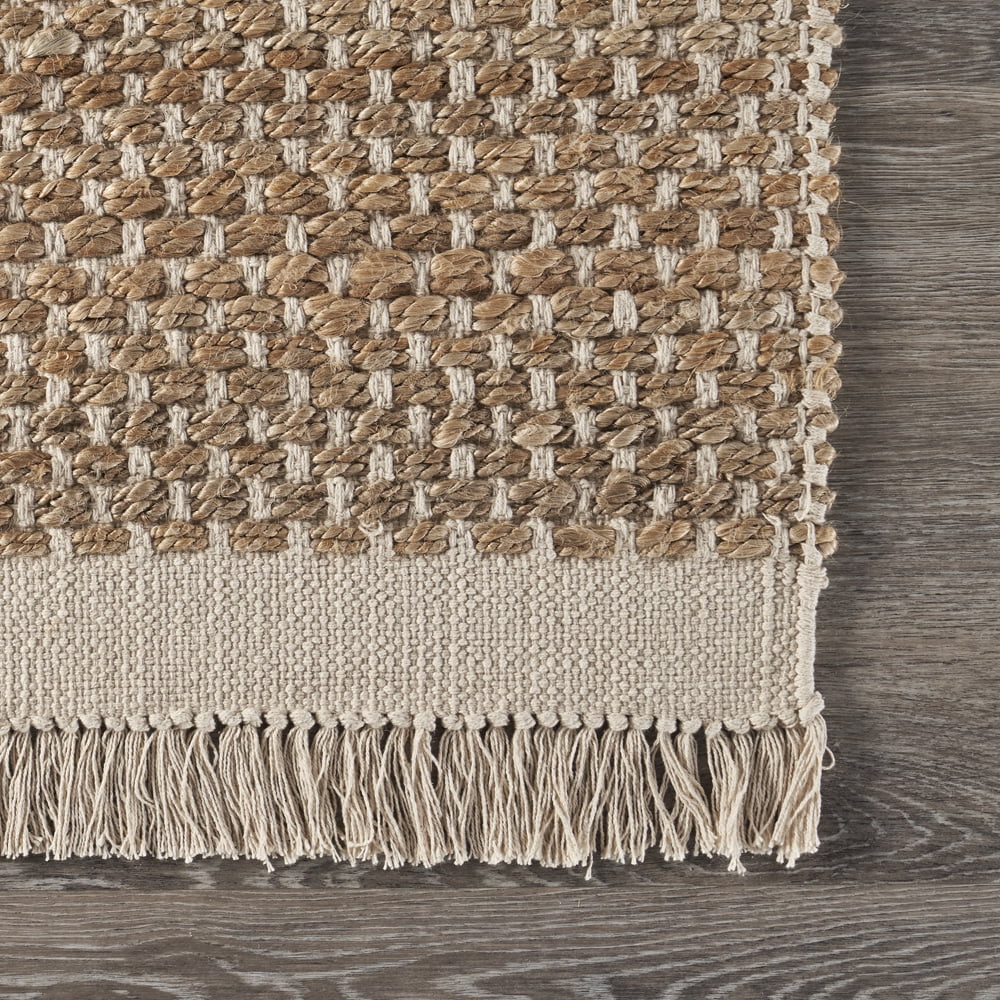LR Home Global 2 ft. 6 in. x 3 ft. 10 in. Natural and Cream Fringe Reversible Area Rug