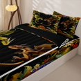 thumbnail image 3 of Metsweet Gothic Dragon Zipper Twin Comforter Sets with Fitted Sheet and 2 Pillowcases, Chic Flowers Zipper Bedding Set, Green Brown Orange,4-Piece,Black Reversible, 3 of 6