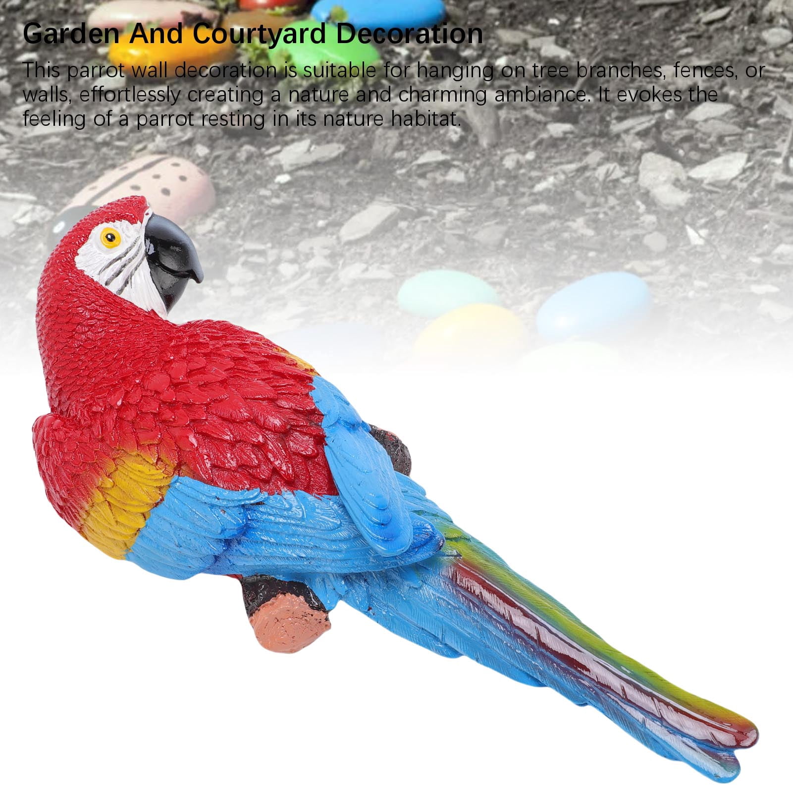 NFTIGB Realistic Hanging Parrot Wall Decoration Flat Back High Strength Resin Statue Figurine for Outdoor Lawn Garden Patio Decor, Left Side Red, 13.78 inches / 35.0 cm