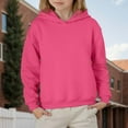 thumbnail image 2 of LYHaoo Girls Long Sleeve Solid Color Hooded Sweatshirt Pullover Top For Kids And Tweens Casual Comfortable Fleece Hoodie Pullover Hoodie Sweatshirt Sizes 6-7 Years(Pink), 2 of 5
