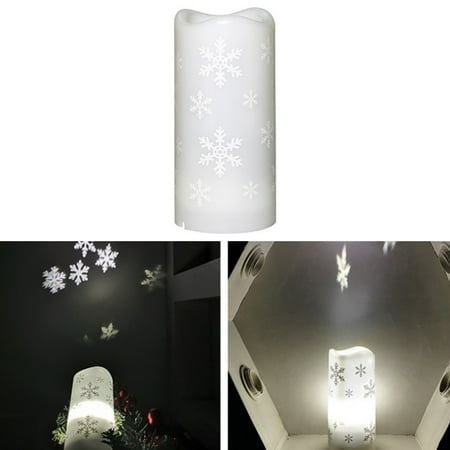 

OZS Led Candle Creative Projection Light Christmas Day Led Decoration Night Light Christmas Luminous Candle Light Ornament Snowflake