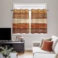 thumbnail image 4 of Farmhouse Burnt Orange Brown Kitchen Curtains Window Panels, Vintage Wooden Striped Insulated Window Treatment Curtain, Grommet Curtains for Bedroom/Living Room/Bathroom, 2 Piece 42"Wx54"L, 4 of 8