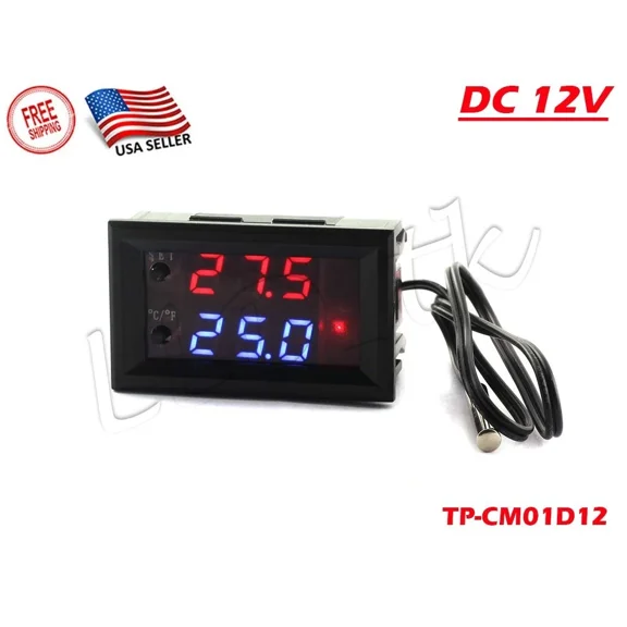 Digital Led Microcomputer Thermostat Controller Switch Temperature Sensor Dc 12V