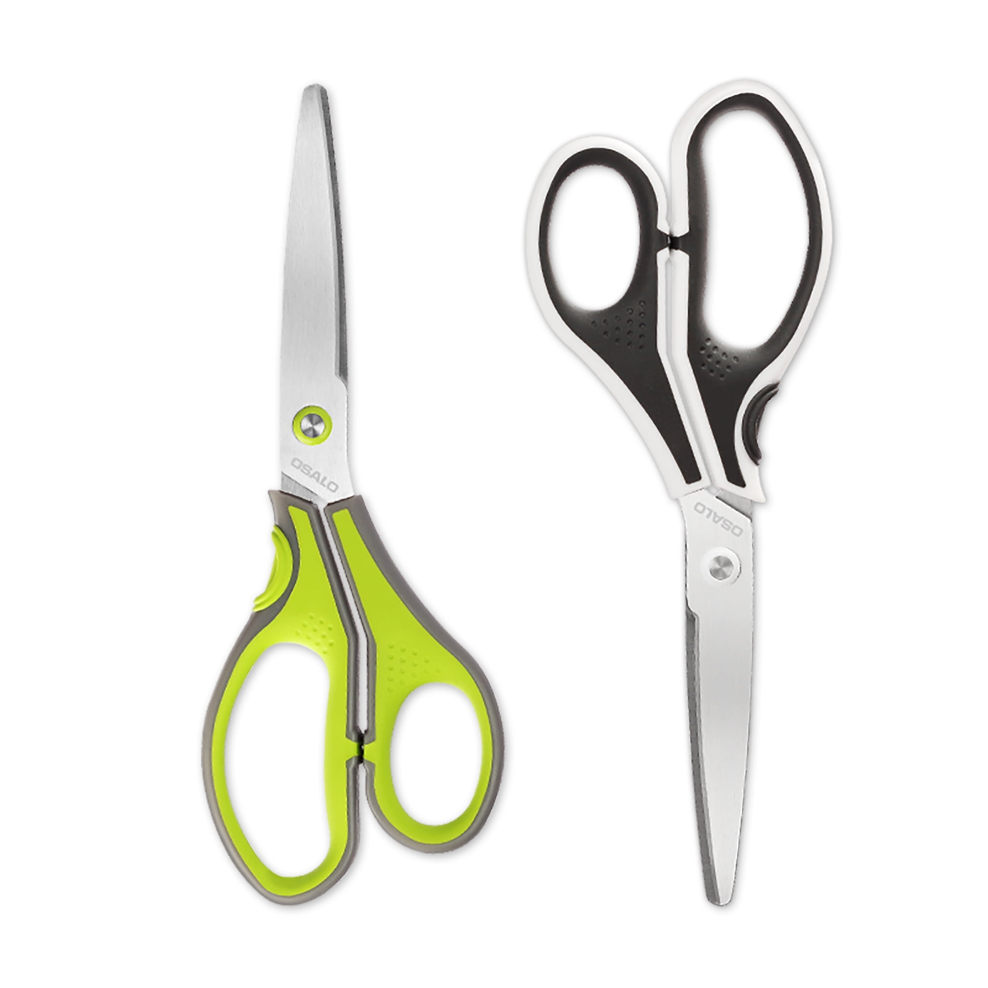OSALO Scissors Office Right/Left Handed Craft Paper Large Blunt Tip Scissors 2 Pack(Black/Green)