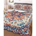 thumbnail image 3 of Quilts Twin Size, Boho Orange Blue Soft Comforter Bedding Set for Bed, Boho Vintage Geometric Art Ethnic Lightweight Quilted Bedspread with Pillow Cover(2 Pieces) for All Season, 68x86 Inch, 3 of 6