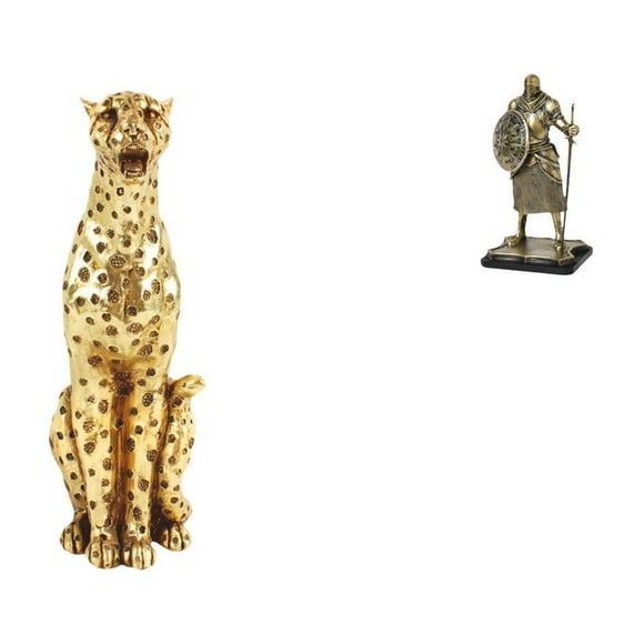 Estatua De Guepardo De Caballero Dorado, Centro De Mesa Decorativo Europeo, Adorno De Mesa Para La Entrada De La Oficina, Sala De Estar, Decoración Del Hogar