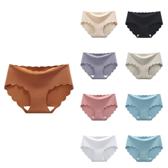 Krdevn Women Seamless Briefs Mid-Rise Soft & Breathable Underwear No-Show Comfort Panties for Daily Use,M