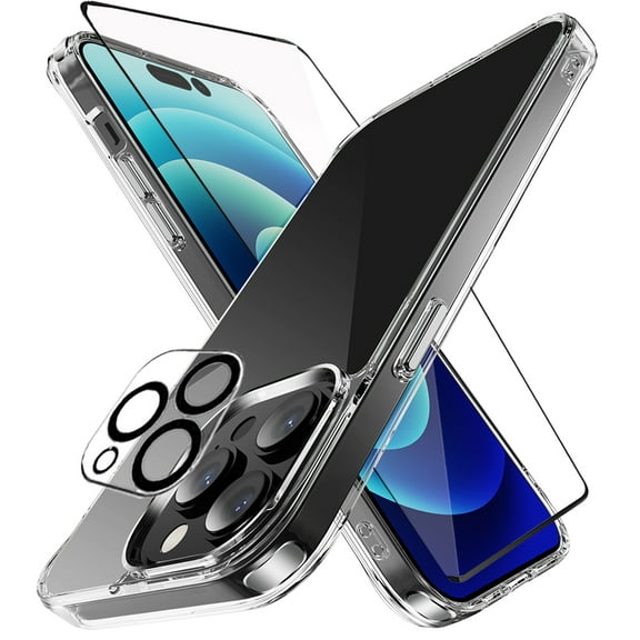 TASHHAR iPhone 14 Pro Max Case with Screen and Lens Protector Reinforced Corners Anti Scratch Transparent Shockproof Durable Non-Yellowing Crystal Clear Case for iPhone 14 Pro Max 6.7 inch 2022 Phone