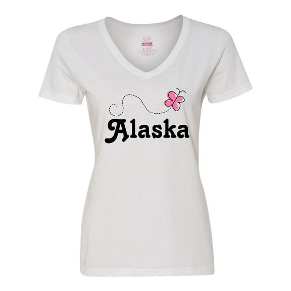 Inktastic Alaska Butterfly Women's V-Neck T-Shirt