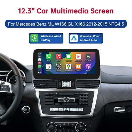 12.3" TouchScreen Wireless CarPlay Android Auto for Mercedes-Benz ML GL W166 X166 with NTG4.5/4.7 Car Multimedia Dispaly Stereo