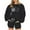 Black, variant on 2 Piece Sweatsuits for Women Long Sleeve Print Pullover Sweatshirt Shorts with Pocket Fall Cozy Casual Loose Outfits, Black, M