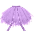 thumbnail image 4 of XIAOCHA Summer Fluffy Mini Skirt for Women Satin Bow Waist Solid Party Layered Tulle Flare Skirt, 4 of 4
