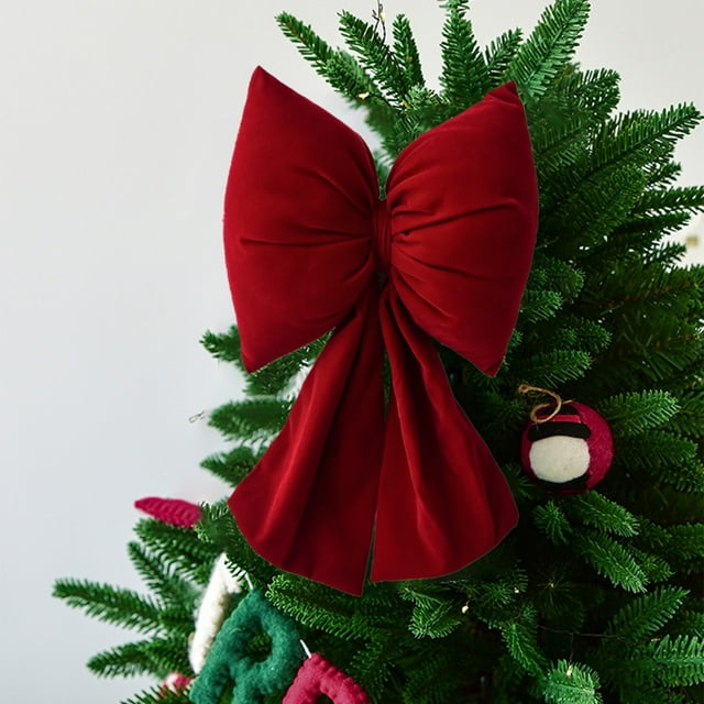 Leutsin Nœuds de Noël en Velours pour Arbre de Noël, Nœuds de Noël Rouges Décorations Extérieures, Grand Nœud pour Arbre de Noël, Nœud Couronne en Velours, Décoration de Sapin de Noël