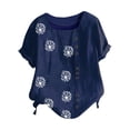 thumbnail image 4 of Awdenio New Summer Fashion Tops for Women 2024, Ladies Summer Casual Short Sleeve Flower Printing Loose Shirt Tops Dark Blue 2XL, 4 of 5