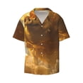 thumbnail image 2 of Lsque Golden Pig Cloud Fantasy print Men's Cuban Collar Short Sleeve Shirt Summer Beachwear Casual Button Down Fashionable Vacation Leisure Shirt-Large, 2 of 7